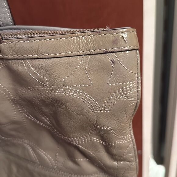 Coach Taupe Patent Leather Purse - Picture 5 of 9